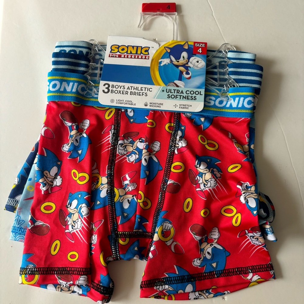 New 3 pack Sonic the Hedgehog Boys Boxer Briefs